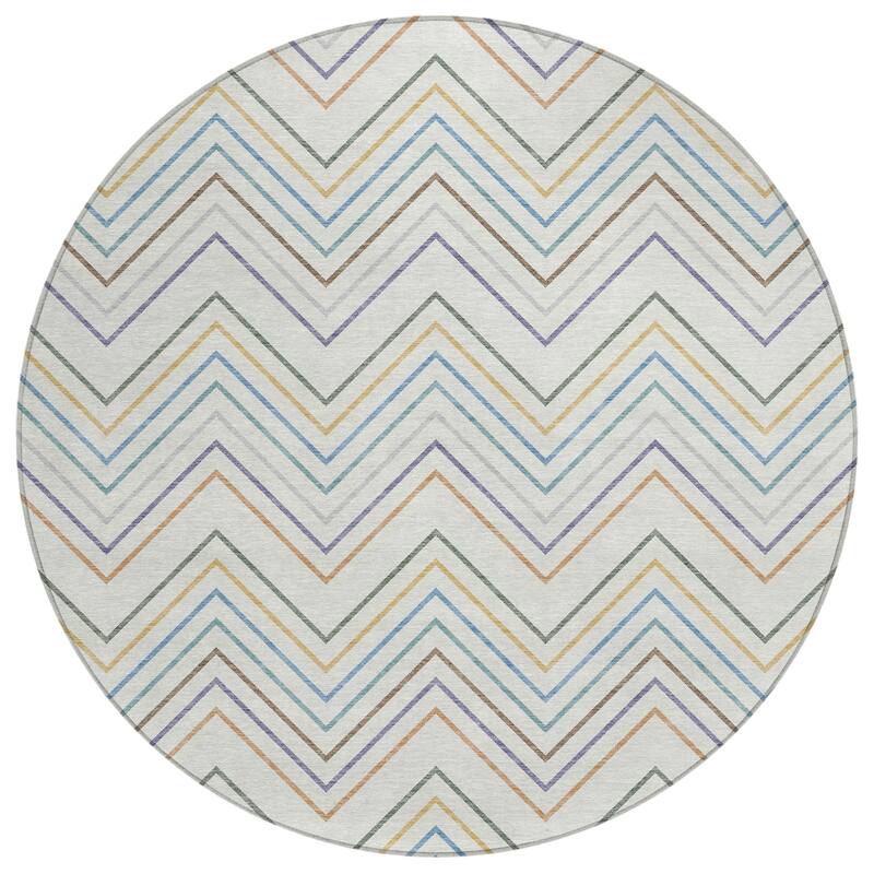 Machine Washable Indoor/ Outdoor Modern Chevron Chantille Rug