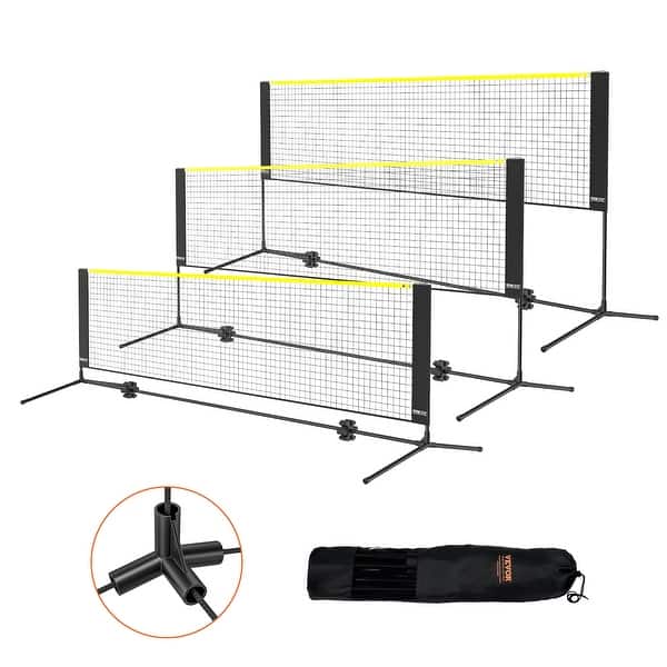 slide 2 of 28, VEVOR Badminton Net, Height Adjustable Volleyball Net, 10ft Wide Foldable Pickleball Net, Portable Easy Setup Tennis Net Set. 10 IN