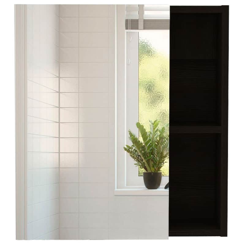 TUHOME Fulton 2-Piece Bathroom Set with Linen Cabinet and Medicine Cabinet, Black