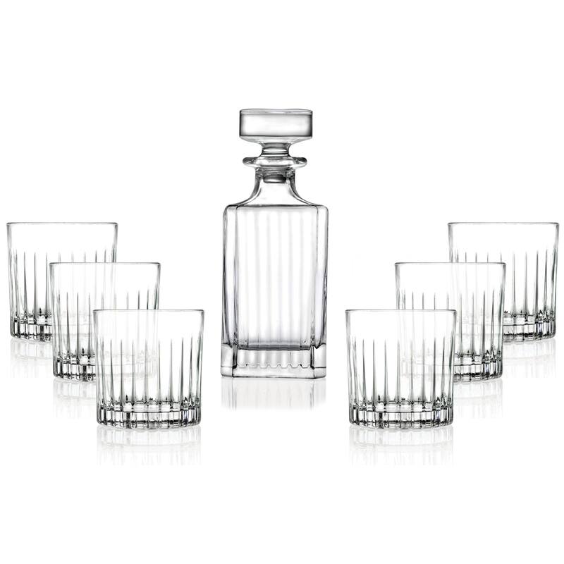 Glass Whiskey Decanter 7 Piece Set-25Oz Decanter& 6-10.5oz DOF Tumbler - 10.5 Oz.