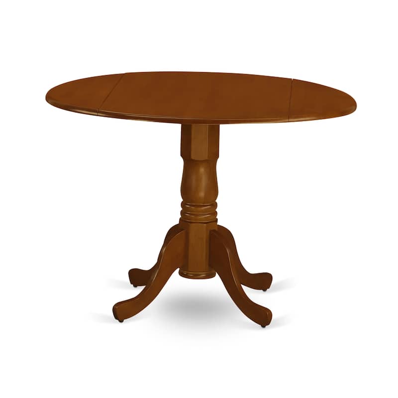 East West Furniture 5 Piece Dinette Set- a Round Dining Table and 4 Dining Room Chairs, Saddle Brown (Seat Options)