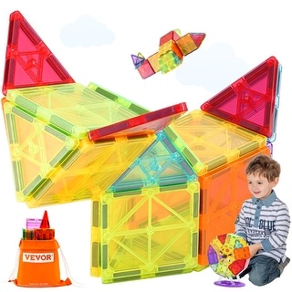 Magnetic Tiles, Magnetic Building Blocks for Kids, STEM Educational Construction Stacking Toys for Toddlers Boys Girls Aged 5+