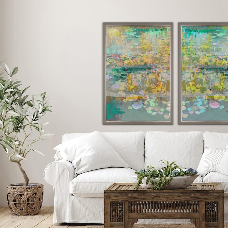Reeds and Lilies I Framed Art Giclee - No Glass - Blue