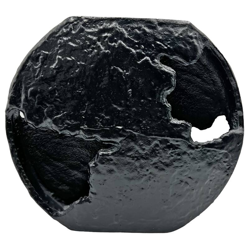 13 Inch Tall Decorative Handmade Aluminum Earth Inspired Flower Vase - Black