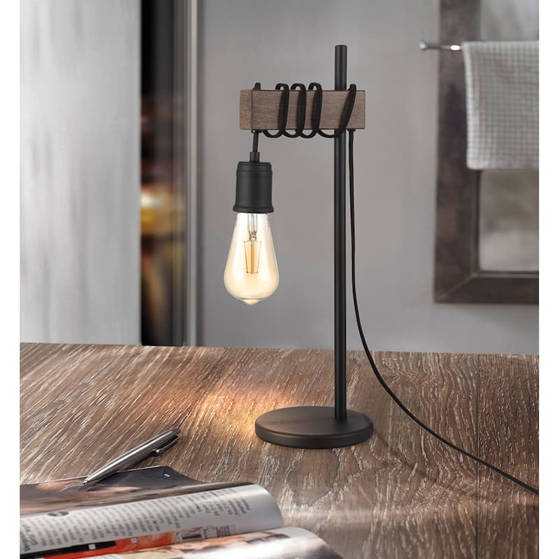 Eglo Violon 1-Light Black and Dark Brown Table Lamp