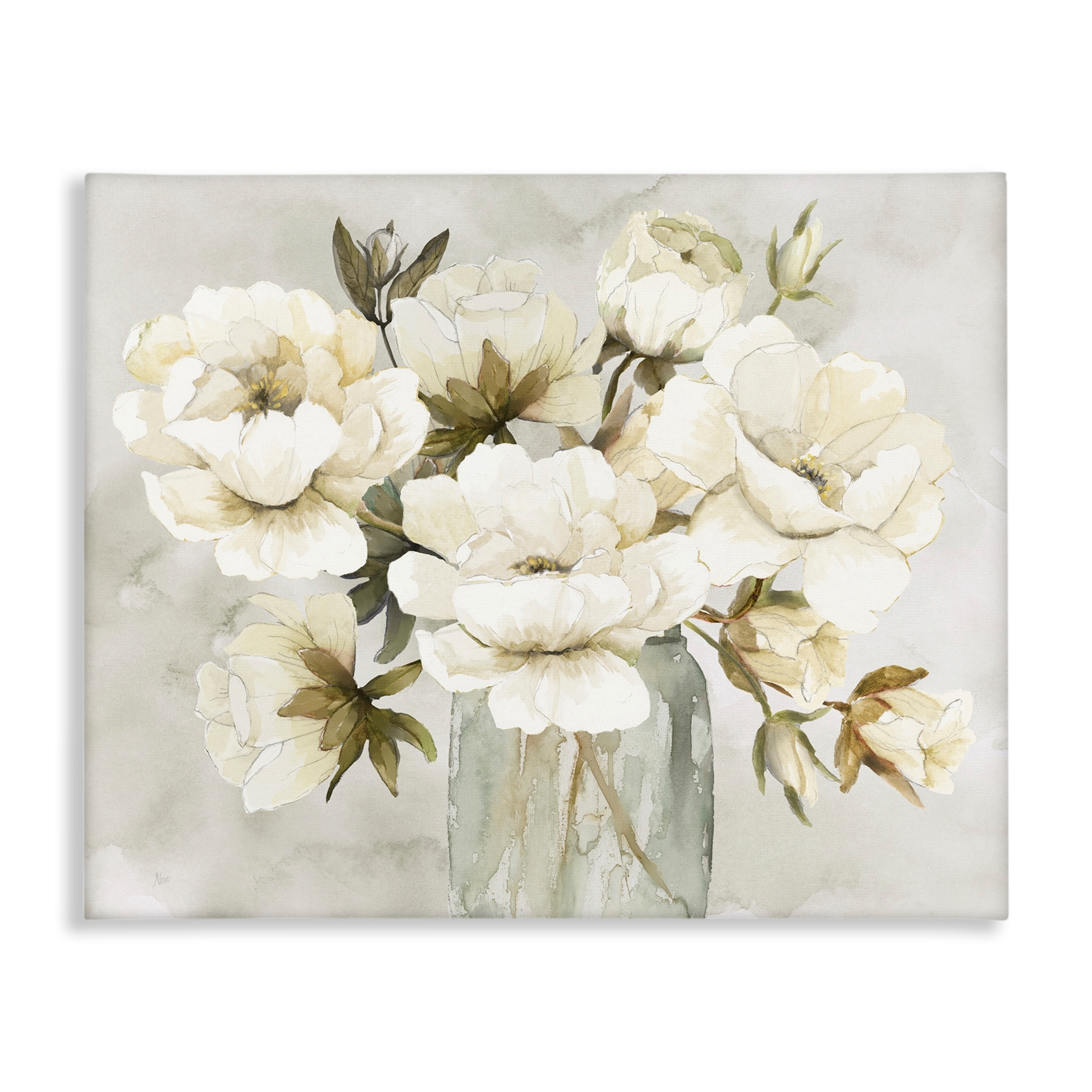 Stupell White Roses in Country Jar Canvas Wall Art Design By Nan