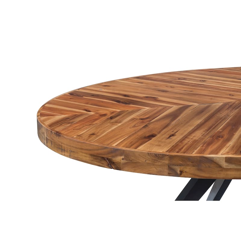 Aurelle Home Panko Rustic Farmhouse Acacia Wood Oval Dining Table