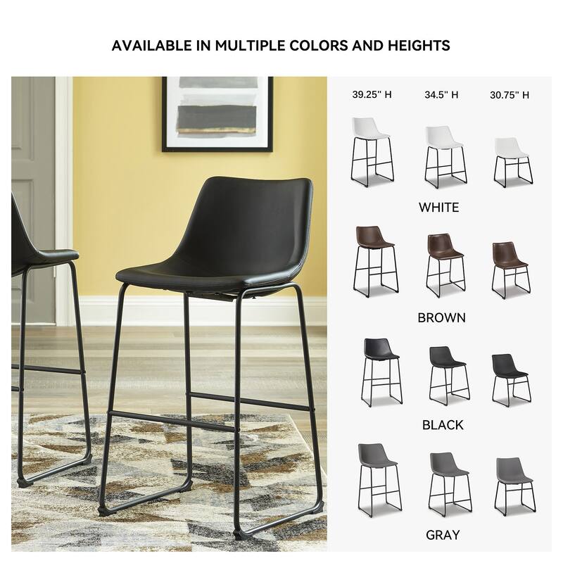 Signature Design by Ashley Centiar Black Bar Stool (Set of 2)