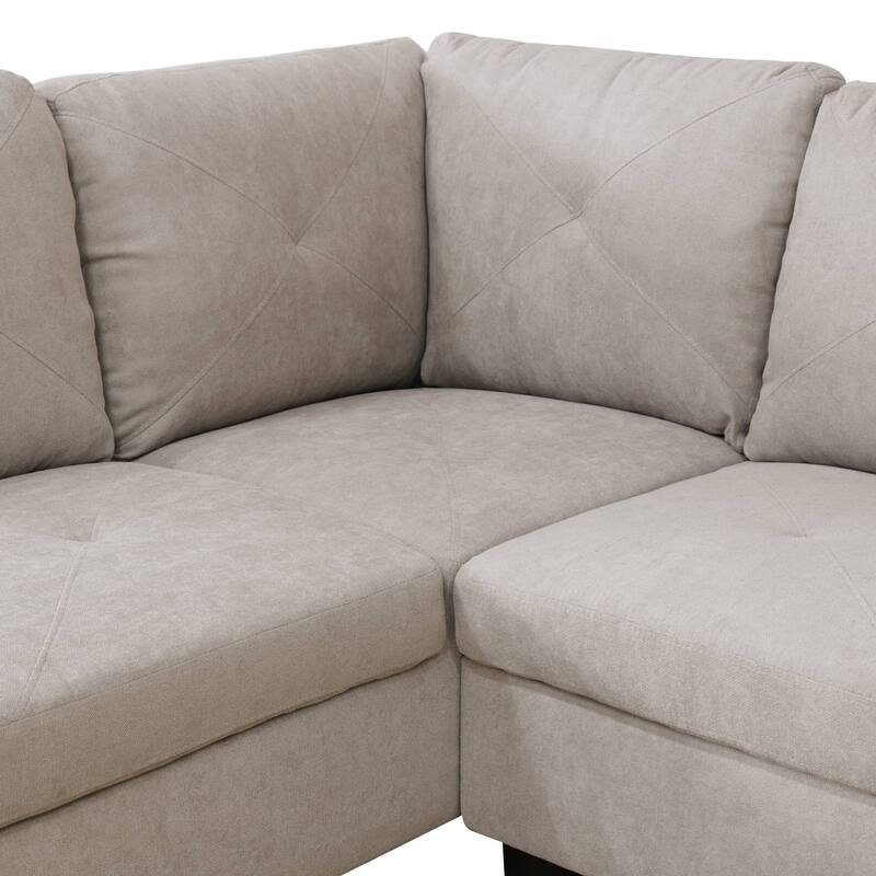 Off-White Flannelette 3-Piece Living Room Sofa Set