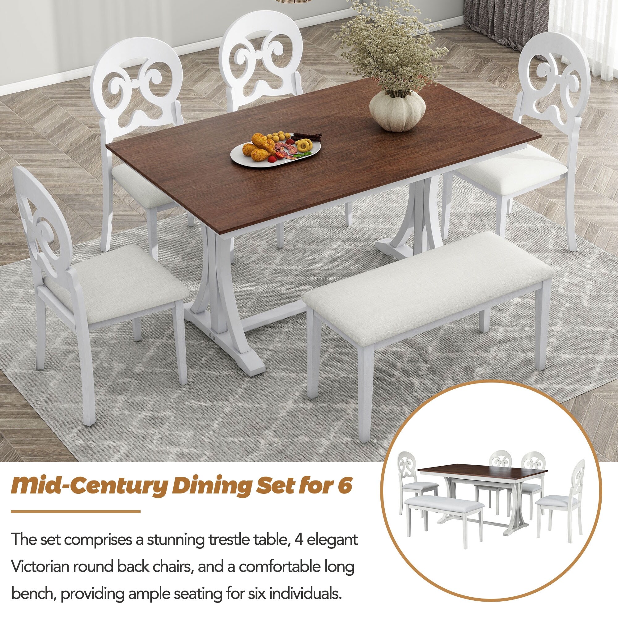 Victorian style dining clearance table and chairs