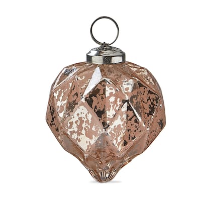 Vint Diamond Geo Ornament 3 Inch Pink Glass Tree Ornament for Christmas Dust Clean