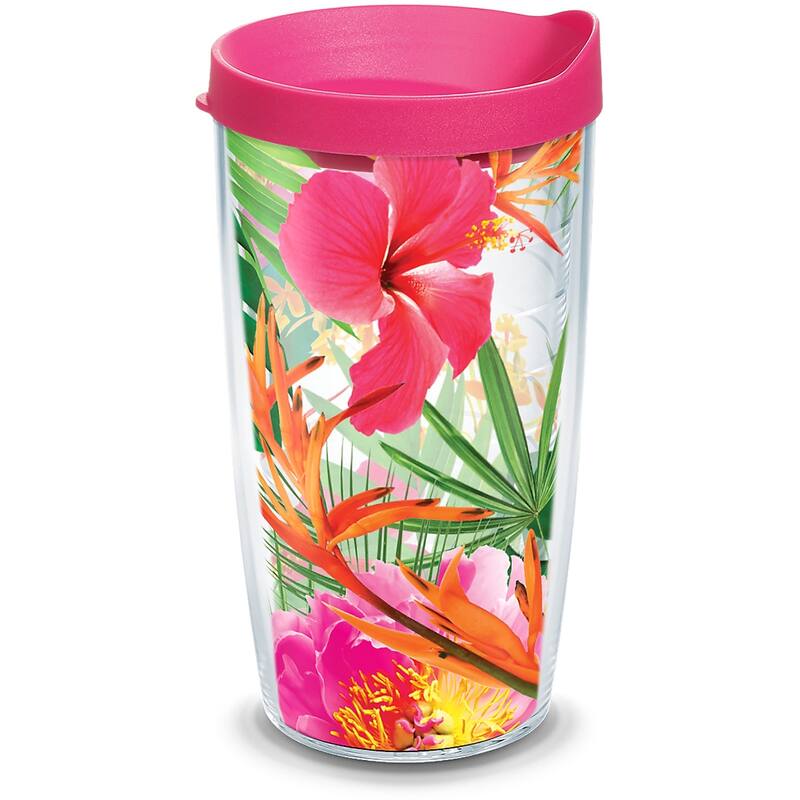 Tervis Tropical Hibiscus Photo Made in USA Double Walled Insulated Travel Tumbler, Clear - 16oz