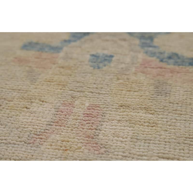 Hand Knotted Oriental 100% Wool Carpet Transitional Floral Beige & Ivories Oushak Runner Rug - 11' 9'' X 2' 9''