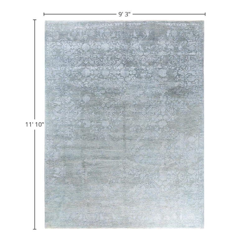 Ikat One-of-a-Kind Hand-Knotted Area Rug, Blue - 9' 3" x 11' 10"