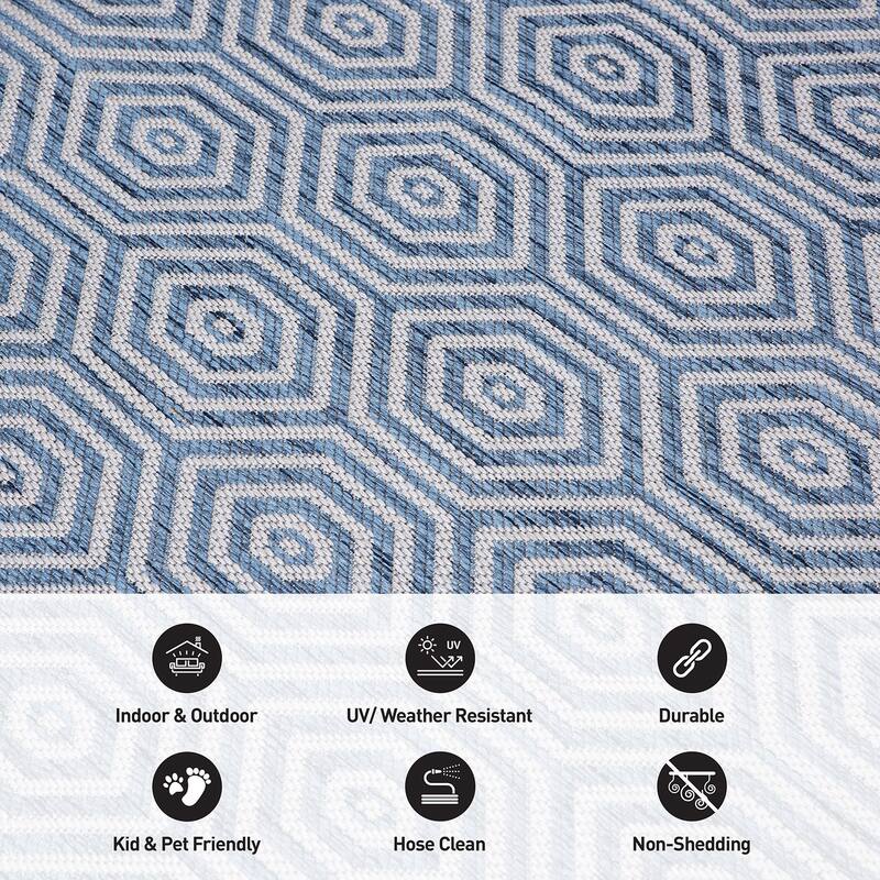 World Rug Gallery Modern Geometric Textured Flat Weave Indoor/Outdoor Area Rug
