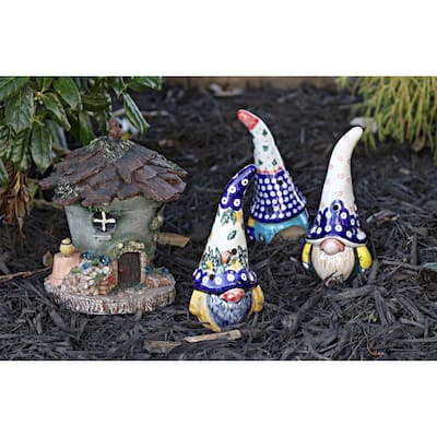 Blue Rose Polish Pottery 45E WR Unikat Gnome Luminary