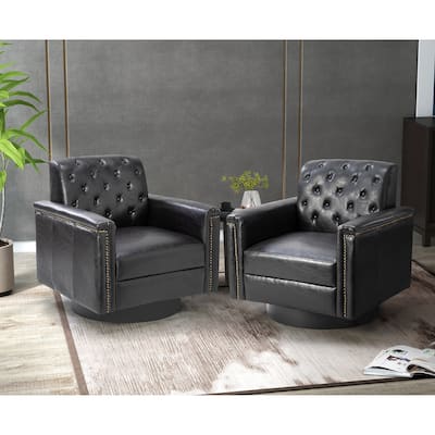 Venus Comfy Accent Armchair with Button-Tufted Back Set of 2 by HULALA HOME