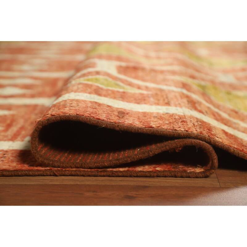 Orange Moroccan Oriental Area Rug Handmade Bedroom Wool Carpet - 6'8" x 9'11"