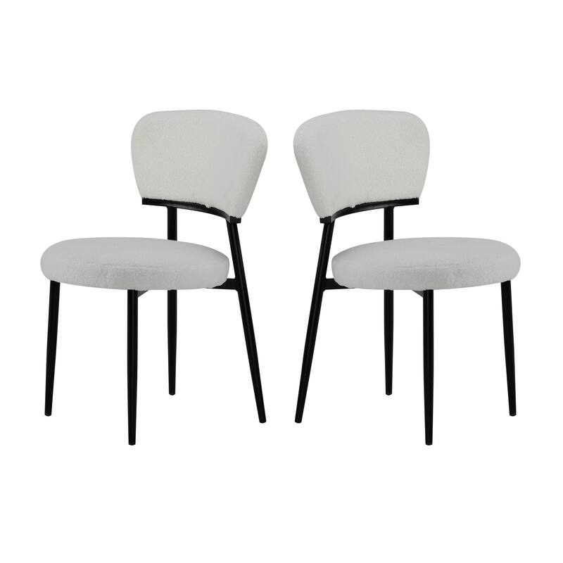 Roomfitters Upholstered Dining Chair Set of 2, Modern Accent Side Chairs with Rounded Back and Metal Legs