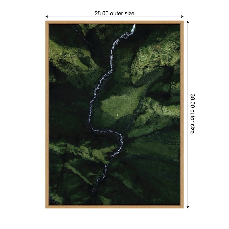 Kate and Laurel Sylvie Aerial View of a Winding River in a Green Valley in Iceland Framed Canvas by Michael Schauer