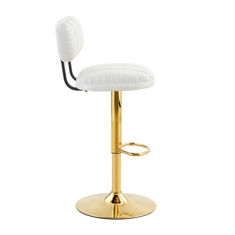 Adjustable Height Swivel Bar Stools Set of 2, PU Leather Upholstered Bar Stools, Dining Chairs with Metal Base & Footrest