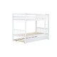 preview thumbnail 8 of 7, Functional Design Rubber Wood Bunk Bed with Twin Trundle, Ladder and Safety Guardrails, Twin Over Twin, White