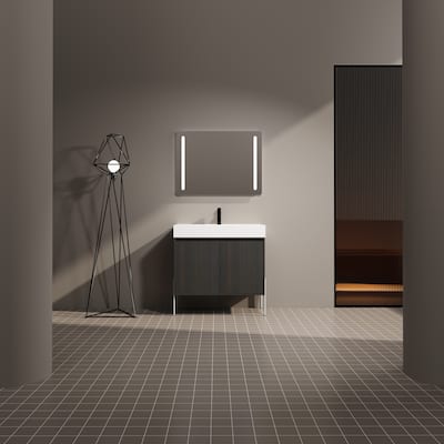 36-Inch Bathroom Vanity with Resin Sink, Floor-to-Ceiling Storage Cabinet, Soft Close Doors, and Easy Assembly