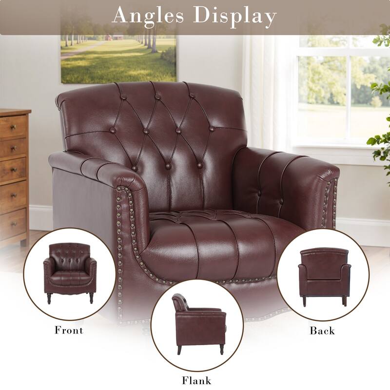 31" W Tufted Vegan Leather Accent Chairs for Living Room Set of 2