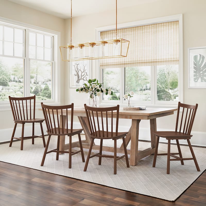 Solid Wood Spindle Dining Chairs Set of 4 - 18" H - Walnut