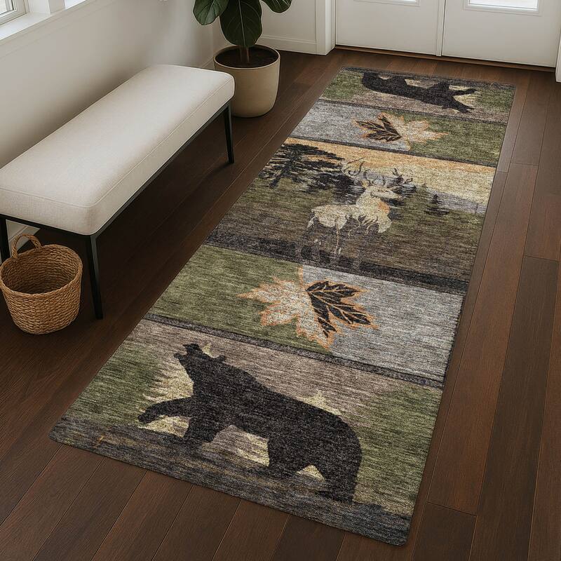 Machine Washable Indoor/ Outdoor Lodge Impressions Chantille Rug