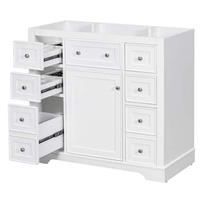 36" Bathroom Vanity with 1 Cabinet, 6 Drawers, Adjustable Shelf, Assembly Required, No Sink Included