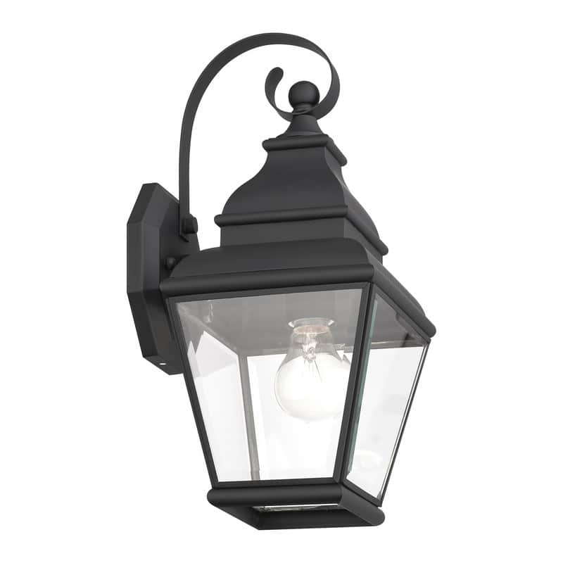 Livex Lighting 1-Light Black Outdoor Wall Lantern, 2590-04 - 6.5"W x 15.5"H x 8"D