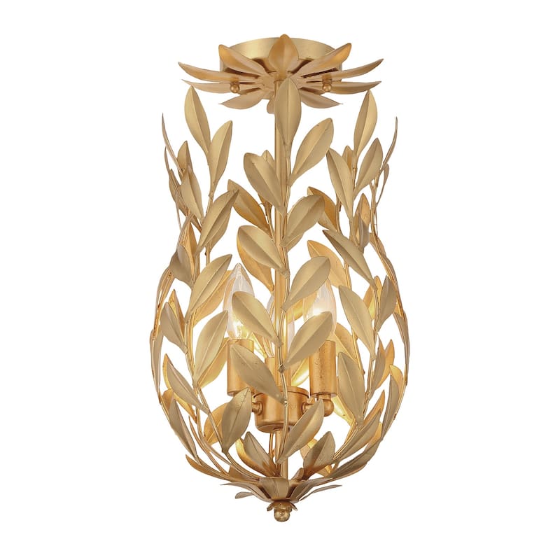 Crystorama Lighting Group 563_CEILING Broche 3 Light 10" Wide - Antique Gold