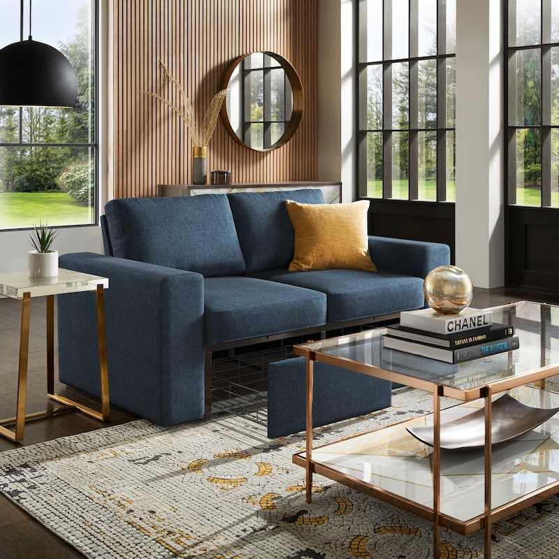 Soma Upholstered Loveseat with 2 Hidden Metal Wire Storage Drawers by iNSPIRE Q Modern