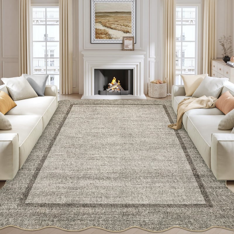 Garvee Scallop Solid Washable Area Rug - 10'x13' - Brown
