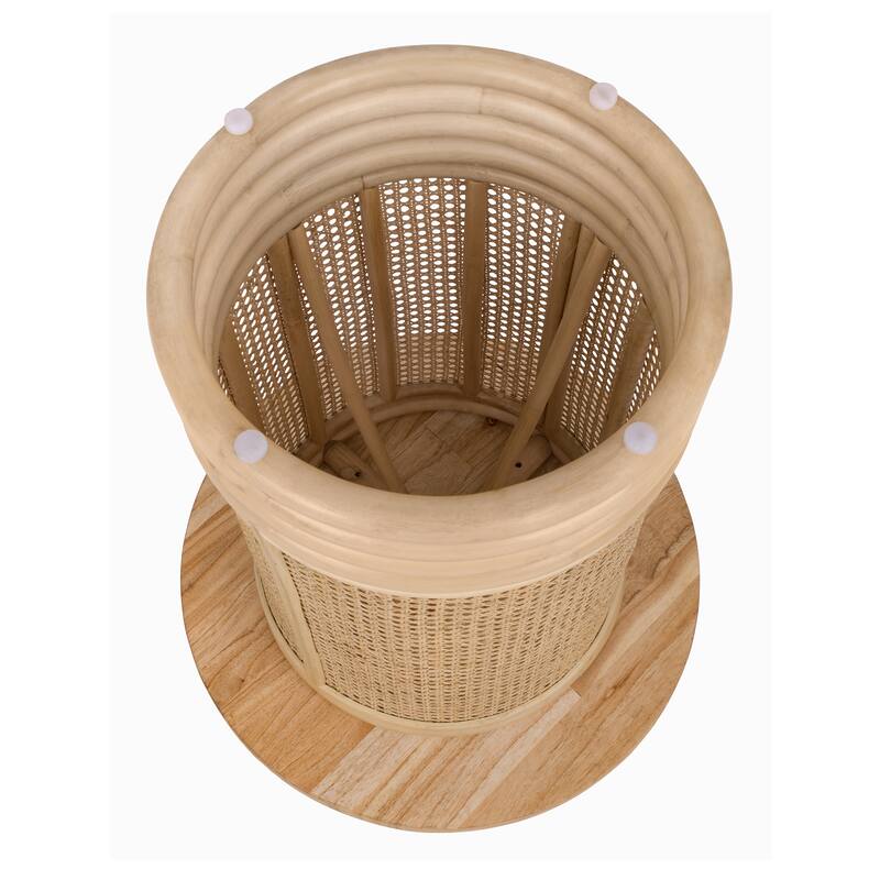 NPD Furniture Brisa Rattan Coffee / Side End Table with Wood Top