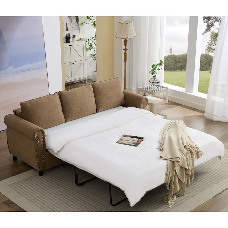 81.5" Convertible Sleeper Couch with Pull Out Bed,3 Seater Sofa Bed