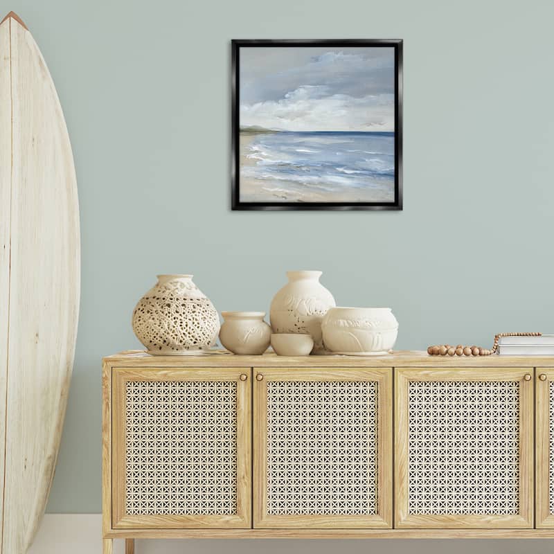 Stupell Stormy Beach Landscape Framed Floater Canvas Wall Art Design By Nan