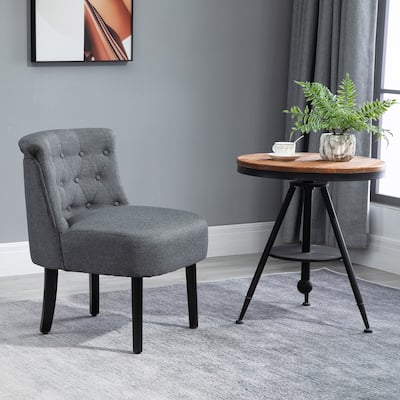 HomCom Modern Accent Leisure Armless Slipper Upholstered Lounge Chair with Large Comfortable Surface & Wooden Legs