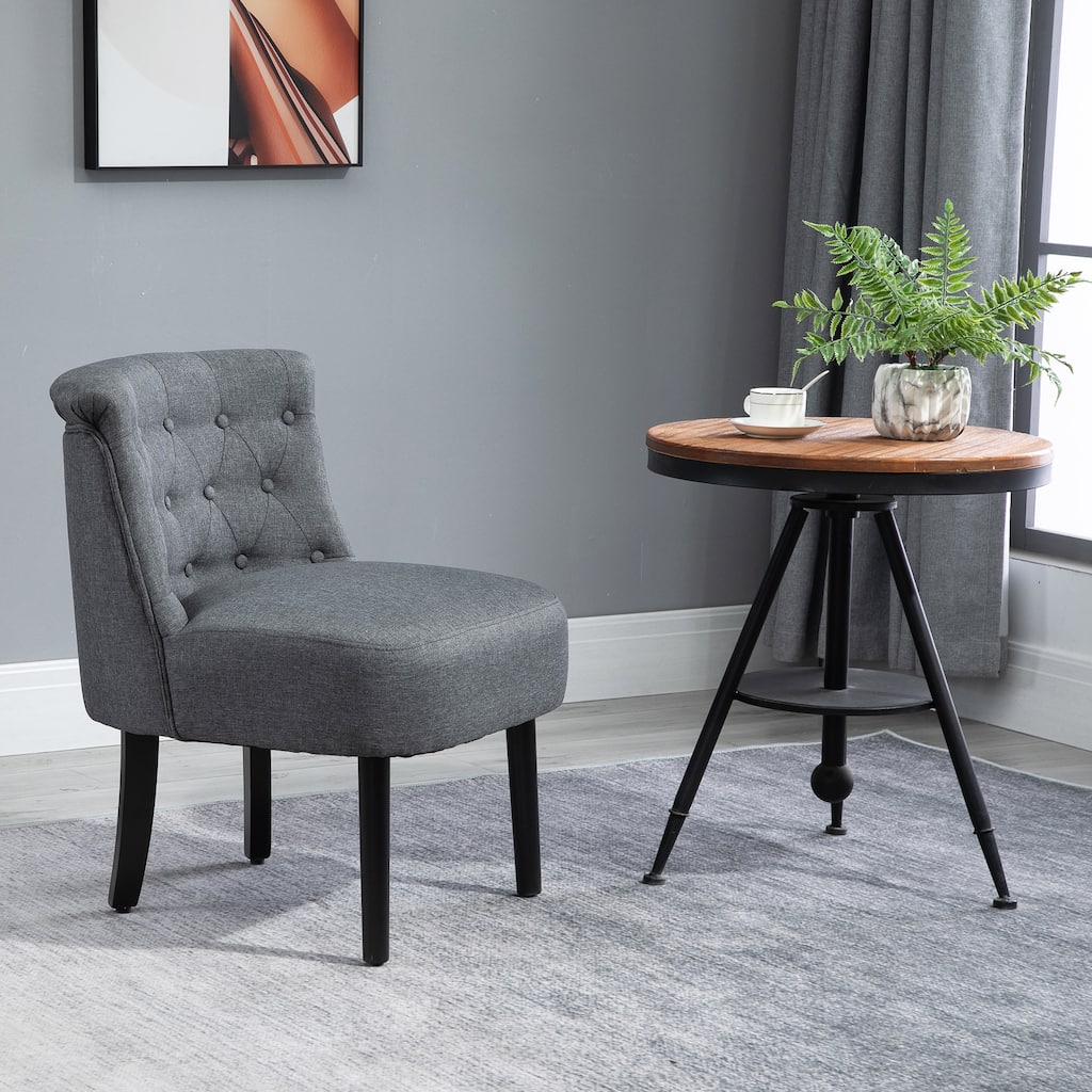 HomCom Modern Accent Leisure Armless Slipper Upholstered Lounge Chair with Large Comfortable Surface & Wooden Legs
