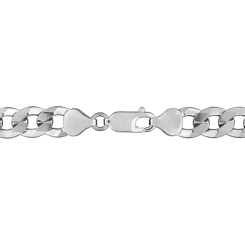 Miadora 8mm Diamond Cut Curb Bevelled Anklet in Sterling Silver-9 in