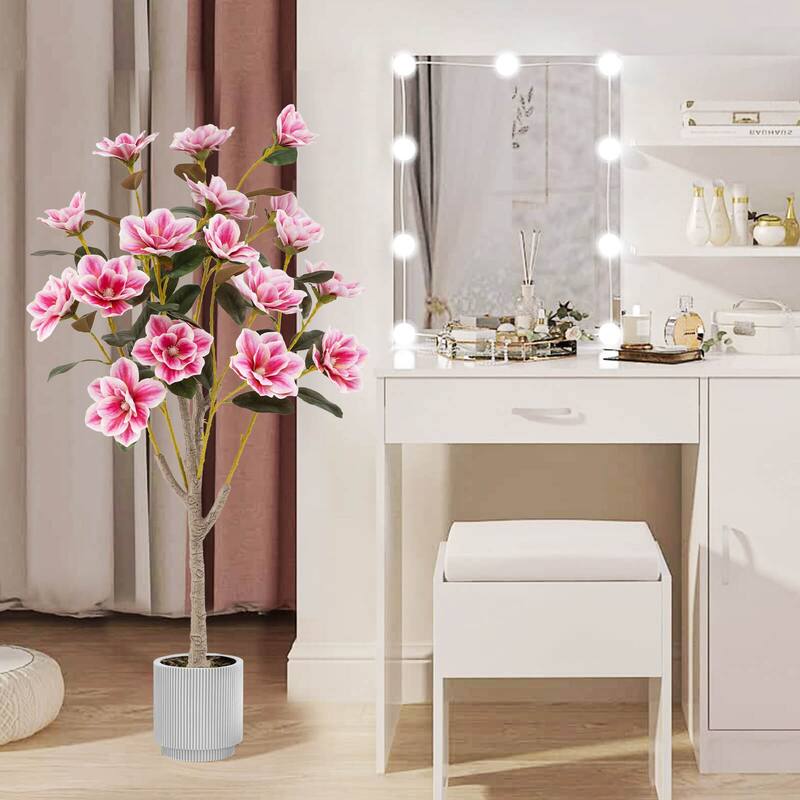 Costway 1/2 PCS 51" Artificial Magnolia Tree with Elegant PEVA Leaves - Green, White, Pink