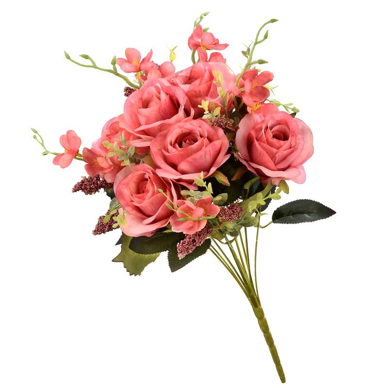 National Tree Company 19 in. Pink Rose Bundle