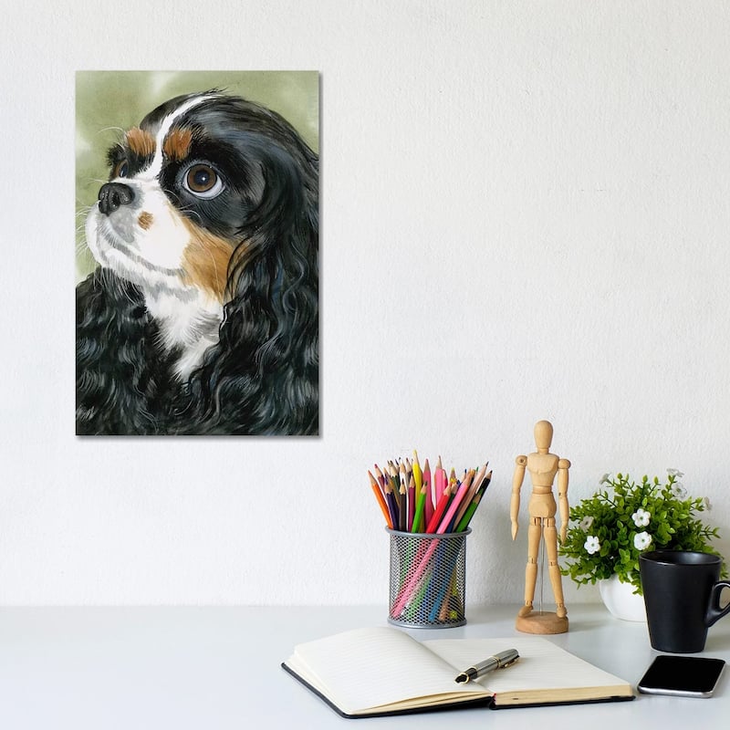 iCanvas "Fit for a King - Cavalier King Charles Spaniel Tri-Color" by Judith Stein Canvas Print - 12x8x0.75