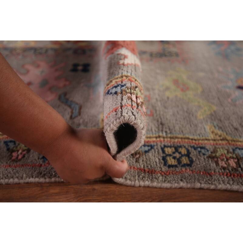 Transitional Oushak Oriental Area Rug Hand-Knotted Wool Carpet - 9'2"x 11'10"