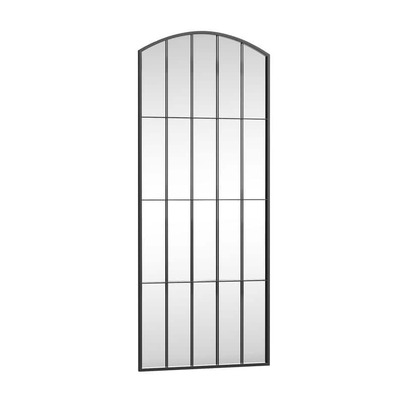 Wrought Iron Grid Full Length Arch Rectangle Frame Window Mirror Freestanding