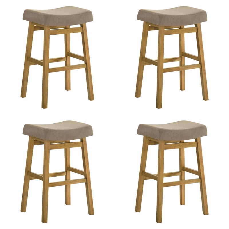 Lenon Modern Farmhouse Backless Bar Stool, Saddle Counter Stool with Upholstered Seat - Set of 4 - Amber Glow - Bar Height