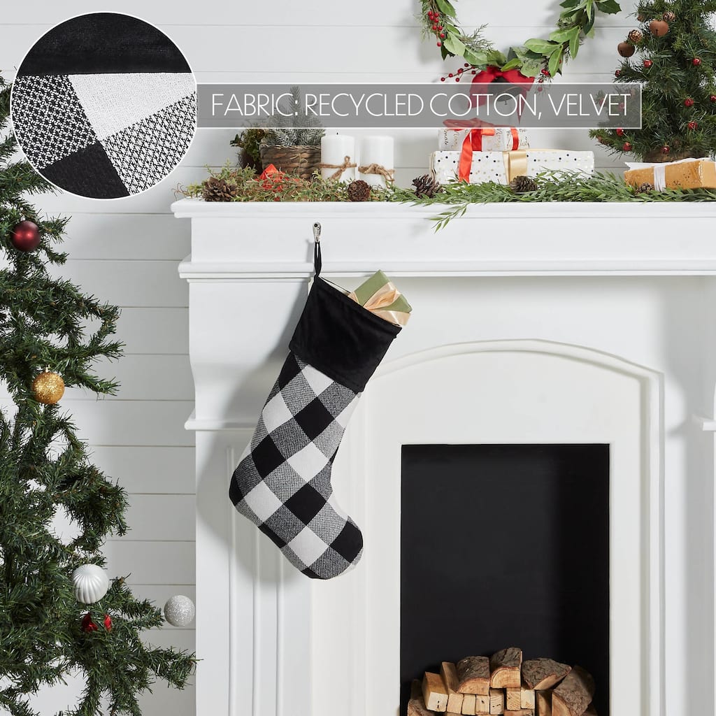 Annie Black Check Stocking 12x20