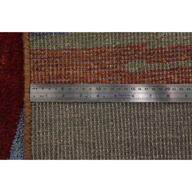 Hand Knotted Oriental 100% Wool Carpet Modern Stripe Multi-Colored Gabbeh Area Rug - 9' 7'' X 6' 5''