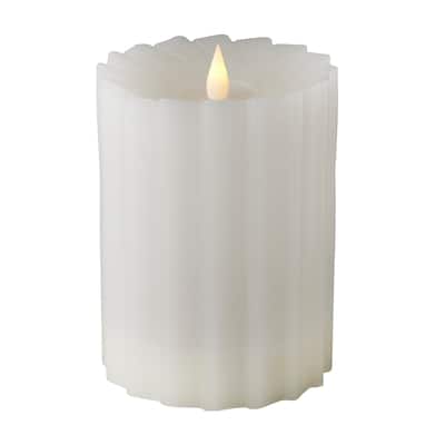 Sutton Fluted Motion Flameless Candle 4x6 White